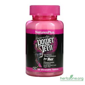 NaturesPlus Source of Life Power Teen For Her Sugar Free Natural Wild Berry from iHerb